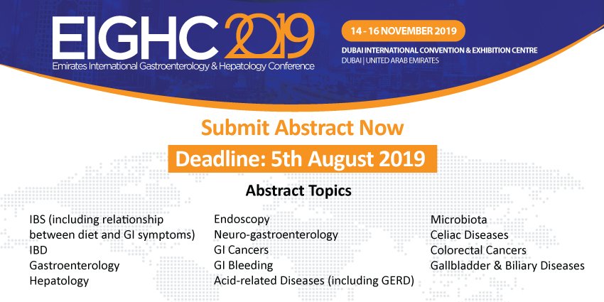 EIGHC2019's tweet photo. Do not miss this chance to share your unique cases and research among peers and experts in the field of Gastroenterology and Hepatology at #EIGHC2019. Submit Your abstract Now https://t.co/RcbttRjkHB #Gastroenterologists #Hepatologists @WorldEndoOrg @mohapuae https://t.co/ef2O3xdsk3