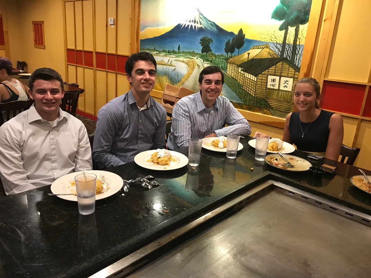 CorningTalent's tweet photo. We celebrated @wayup's #NationalInternDay last week with a bang! Our #Interns in Tewksbury, MA enjoyed dinner at a Japanese steakhouse. 

#CorningIntern #CorningCampus #CorningTalent https://t.co/5X9mE6guUD