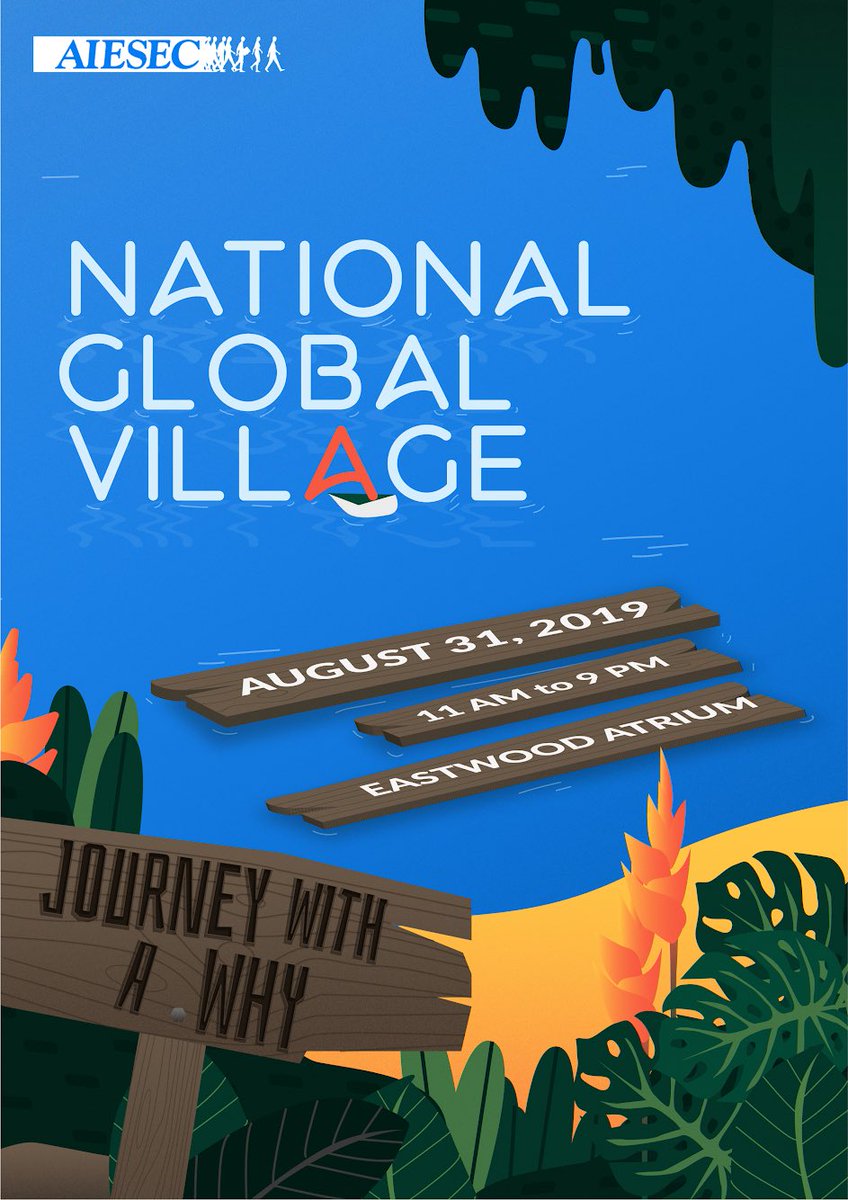 AIESEC in the Philippines

presents

National Global Village: Journey with a Why
August 31, 2019
11 am-9 pm
Eastwood Atrium

Witness the world as we connect people together through this year’s National Global Village! 🌏

#GlobalVillagePHL