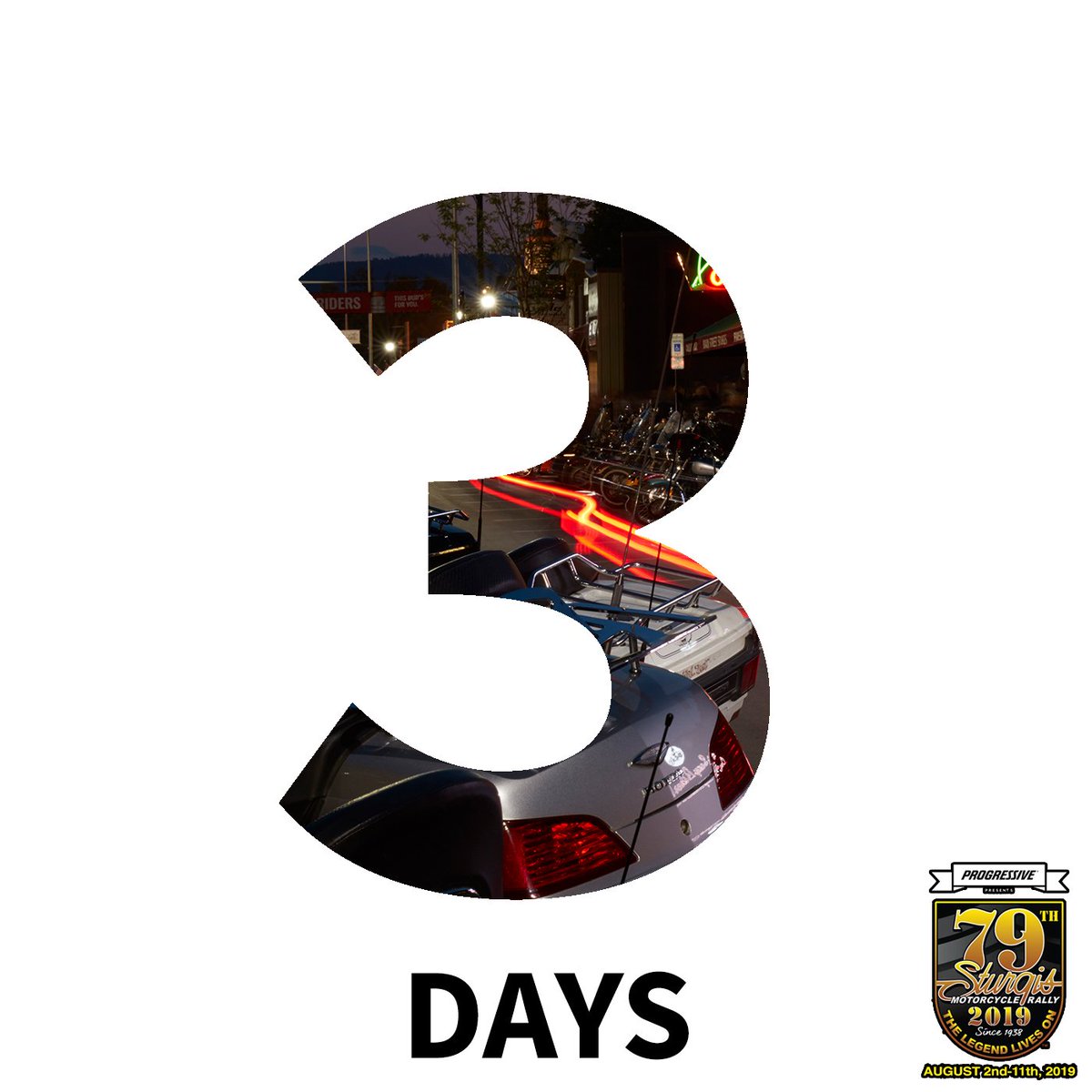 SturgisRally's tweet photo. Just 3 days away! Who's excited?! #SturgisRally https://t.co/8jEE9TtkUW