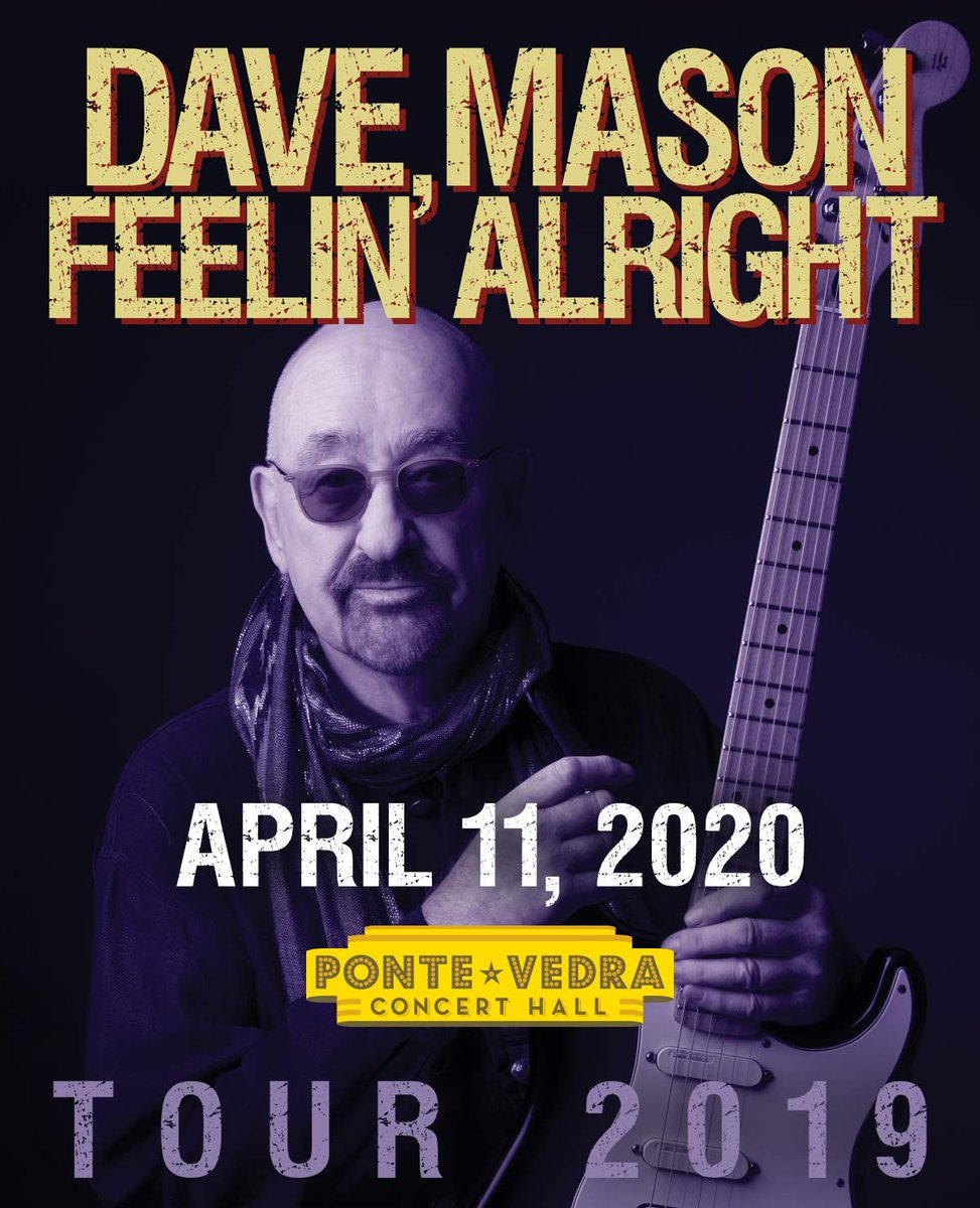 NEW SHOW ANNOUNCEMENT! The @PV_ConcertHall is thrilled to announce the return of Rock and Roll Hall of Fame guitarist Dave Mason and his “Feelin’ Alright Tour” on April 11, 2020. Tickets for Dave Mason go on sale this Friday, August 2 at 10am!