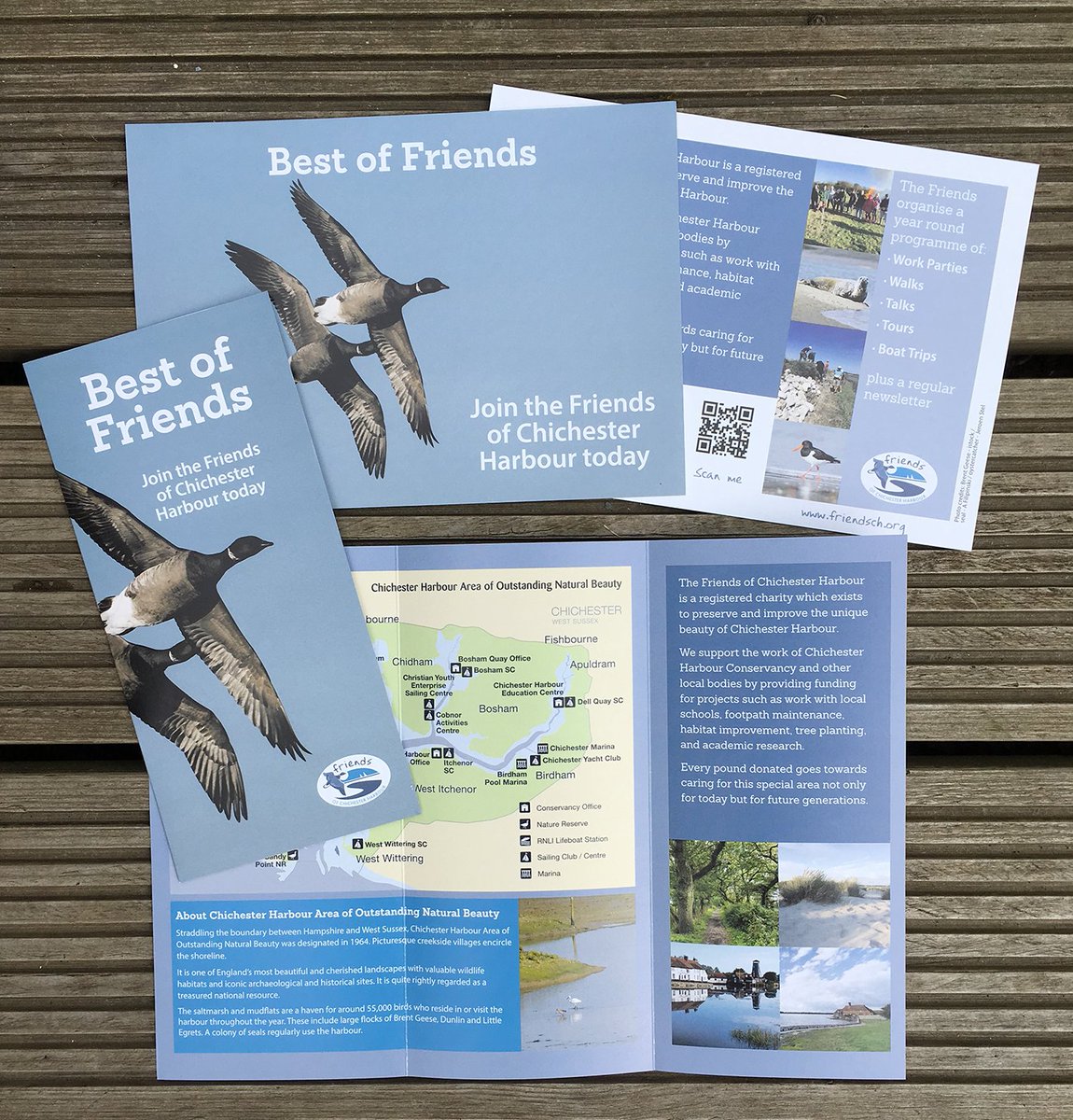 A new set of membership leaflets for the Friends of Chichester Harbour using one strong image on the cover. <a href="/friendsch/">friendsch</a> #chichesterharbour #graphicdesign #communitygroups #charitymembership