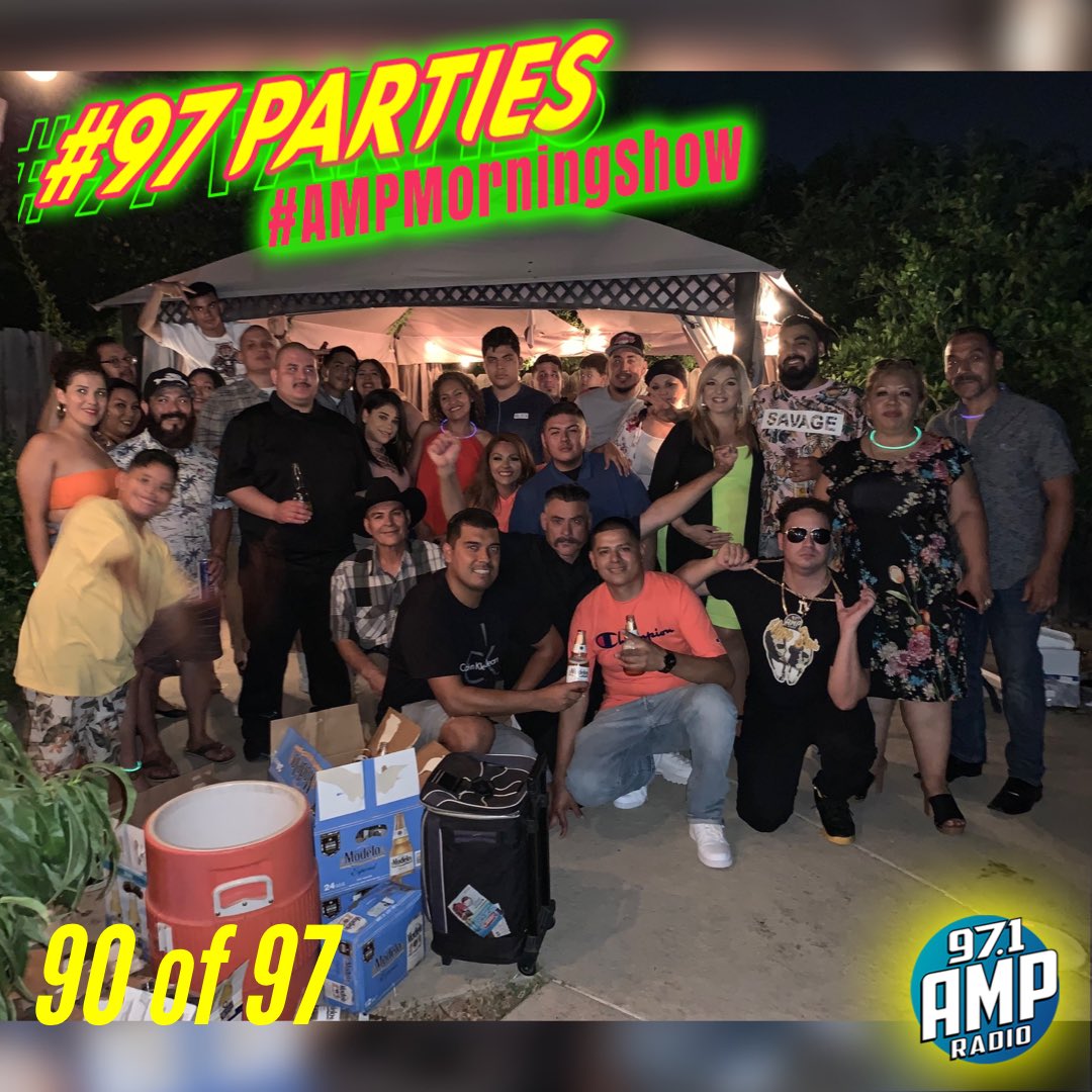 971now's tweet photo. We’re almost there!! We CRASHED 5 parties 🎉 this weekend! 91 DOWN 6 Parties to go!!! #97parties  #AMPMorningShow @edgarisotelo @Chelsea_Briggs @amphypebros https://t.co/aVPpH3c1mz