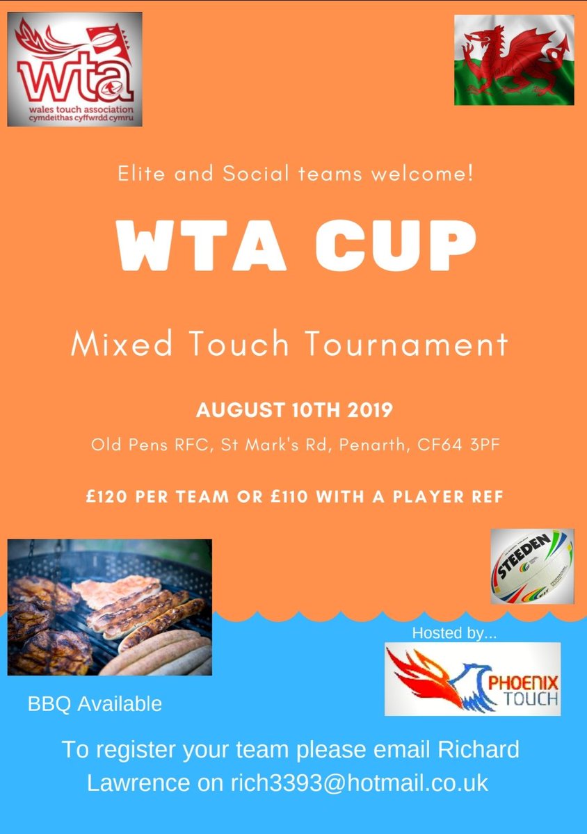 It's happening!!
We're hosting our very first tournament on the 10th of August! If you'd like to enter a mixed team into either the elite or social comp let us know 😊 #Touch #Phoenix <a href="/ValeSportsNews/">Valorantesportsnews</a> <a href="/WalesTouch/">Wales Touch Association</a> <a href="/sportwales/">Sport Wales</a> <a href="/WelshRugbyUnion/">Welsh Rugby Union 🏴󠁧󠁢󠁷󠁬󠁳󠁿</a>