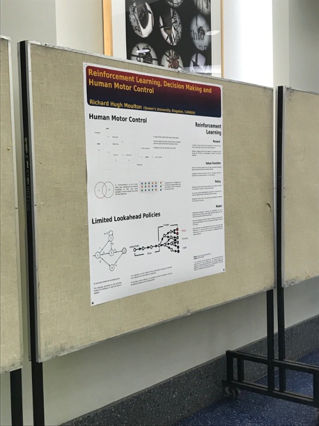 rhmoulton's tweet image. Did you wake up today wondering how #ReinforcementLearning, #DecisionMaking and #HumanMotorControl might go together? Come on over, my poster is up all day at the #DLRLSS.