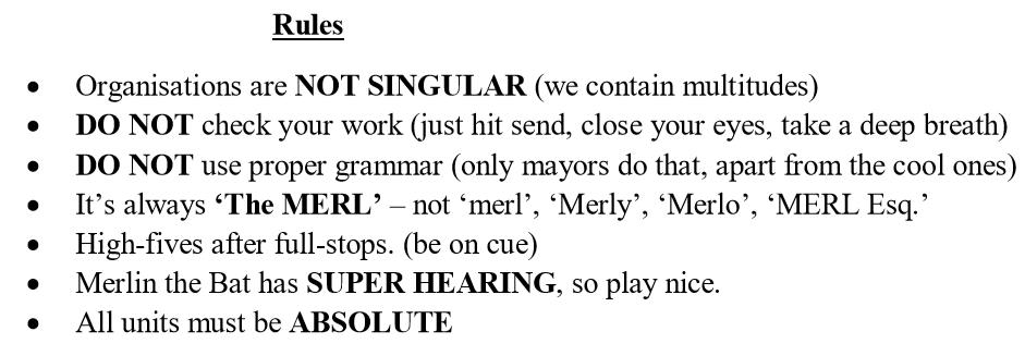 The MERL, a style guide