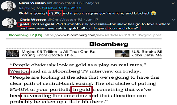abnormalTransac's tweet photo. @ChrisWeston_ps of @PepperstoneFX
 appears to be #lying

[May]:#Gold to $800
[June]:"Too much love" when gold ~ $1340
[July]:Putting $ in gold... we've been advocating "for #SOME #TIME"?

@bloomberg asia traders gbp #fx #eurusd 
#retweet since someone try to cause it to disappear https://t.co/LJLbYyfgxU