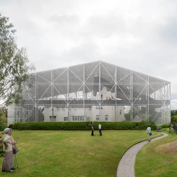 camraghav's tweet photo. CR Mackintosh in 1893: We must clothe modern ideas in modern dress. Rennie's iconic 'Hill House' being restored in well, modern dress. See: https://t.co/f183G9SpTU Thanks @guardian https://t.co/IkoUTdBPIP