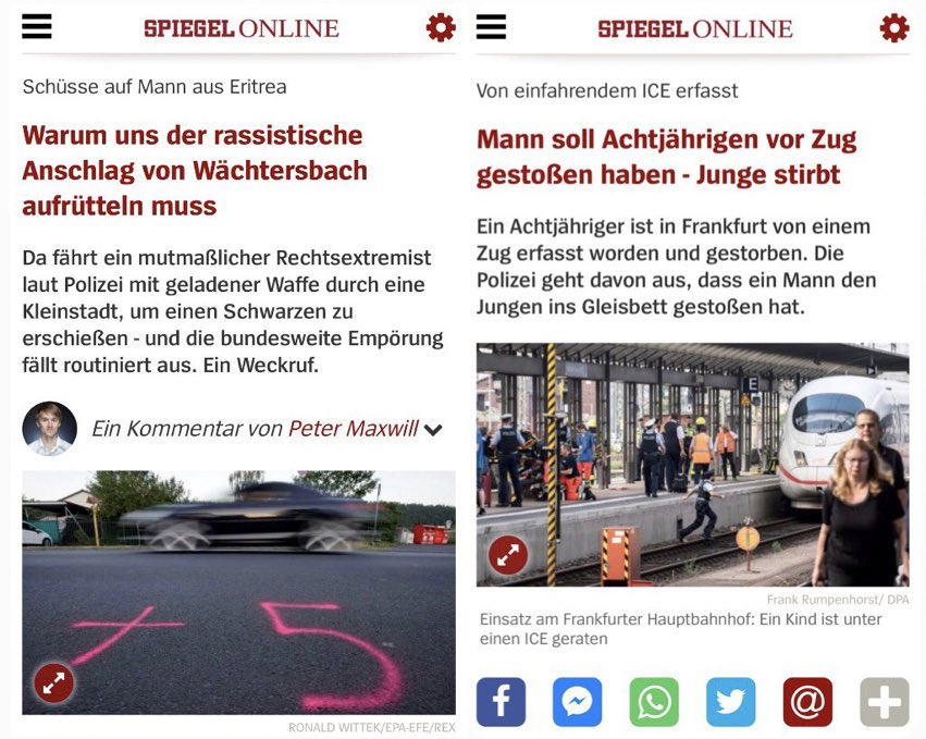 deutsch365's tweet image. 💥💥‼️ Wird einem Eritrea eine Straftat angetan berichtet #SPIEGELONLINE von einer rassistischen Straftat. Bringt ein Eritrea einen 8-Jährigen Burschen um wird von einem Mann berichtet. #Frankfurt‼️💥💥