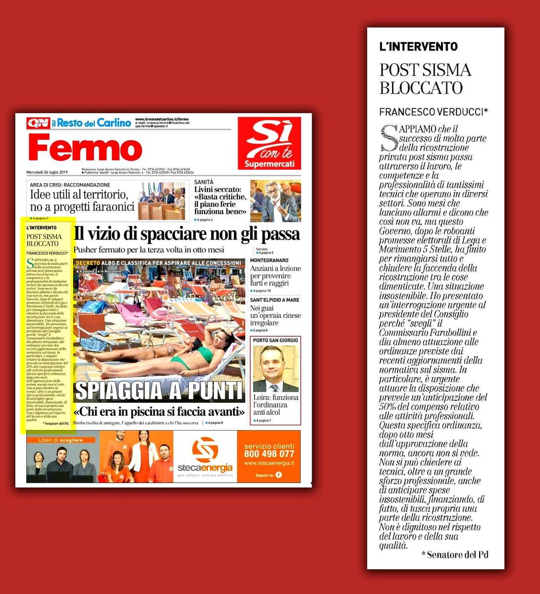 PDFedFermo's tweet photo. Post sisma bloccato L'intervento di @cescverducci #pdmarche https://t.co/embSat6jcz