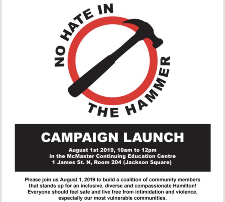 Come together Hamilton 
#Hamilton #AntiRacistAction #LGTBQ2SI #FreeCedar #HamOnt #NoHateInTheHammer #HamOnt
