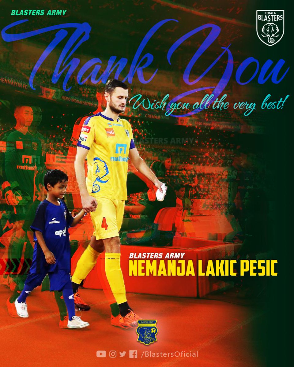 nithinsuren's tweet image. Thank you Nemanja Lakic Pesic, for everything at @KeralaBlasters! We @BlastersOficial wish you all the very best for your future endeavors⚽️💛.
Once a Blaster is always a Blaster.
Much Love.

#NemanjaLakicPesic @IndSuperLeague 
#BlastersArmy #KeralaBlasters #KBFC
