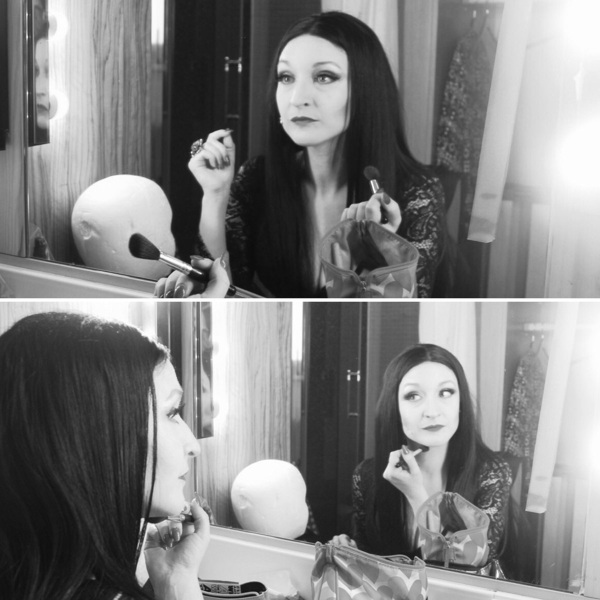 Oh to be #Morticia once more 🖤 #AddamsFamily #backstage #theatrelife #theatremakeup ✨(photo credit: April Rand )✨