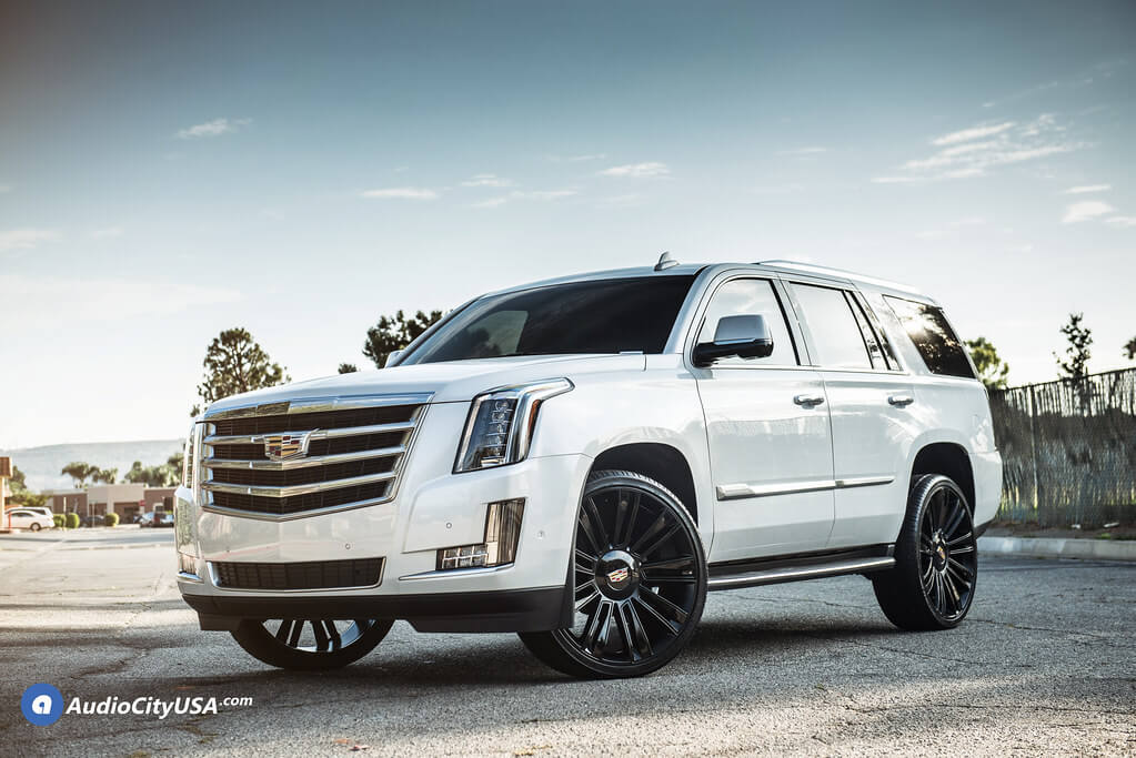 26" Cadillac Escalade Wheels D06 Satin Black with Gloss Black Insert O...