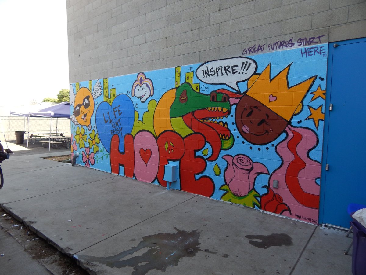 The final product of #artinspiration2019! Gorgeous work by the artist #lionelmilton and young artists from the BGCMLA Watts/Willowbrook Clubhouse! #countonme