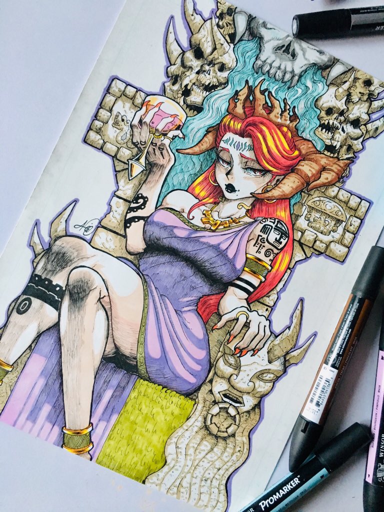 AbdullahRafaMo's tweet photo. Colored her and with that I’m finally satisfied.

#queen #art #oc #originalcharacter #anime #manga #manga_art #anime_art #the_eclipse #Aztec #Maya #sketches #sketch #inking #ink #inkart https://t.co/eT0pN9xndk