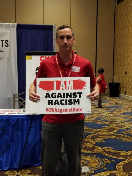 CWAUnion's tweet photo. When the working class allows itself to be divided it makes us weaker. We must fight for racial and economic justice for all.
The 99% will not fight for scraps while the 1% gets richer off our backs.
#CWAAgainstHate #CWAStrong #1u https://t.co/QFicxD7Gjy