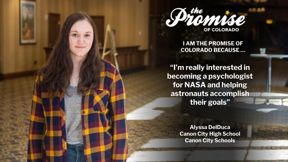 ColoEdNetwork's tweet photo. Today's Promise Student is Alyssa DelDuca from @CanonCityHighSchool in @canoncityschoolsre1 #PromiseCO #ColoEdNetwork #edcolo https://t.co/7aeHSKt0e6 https://t.co/hcRPOTNe6B