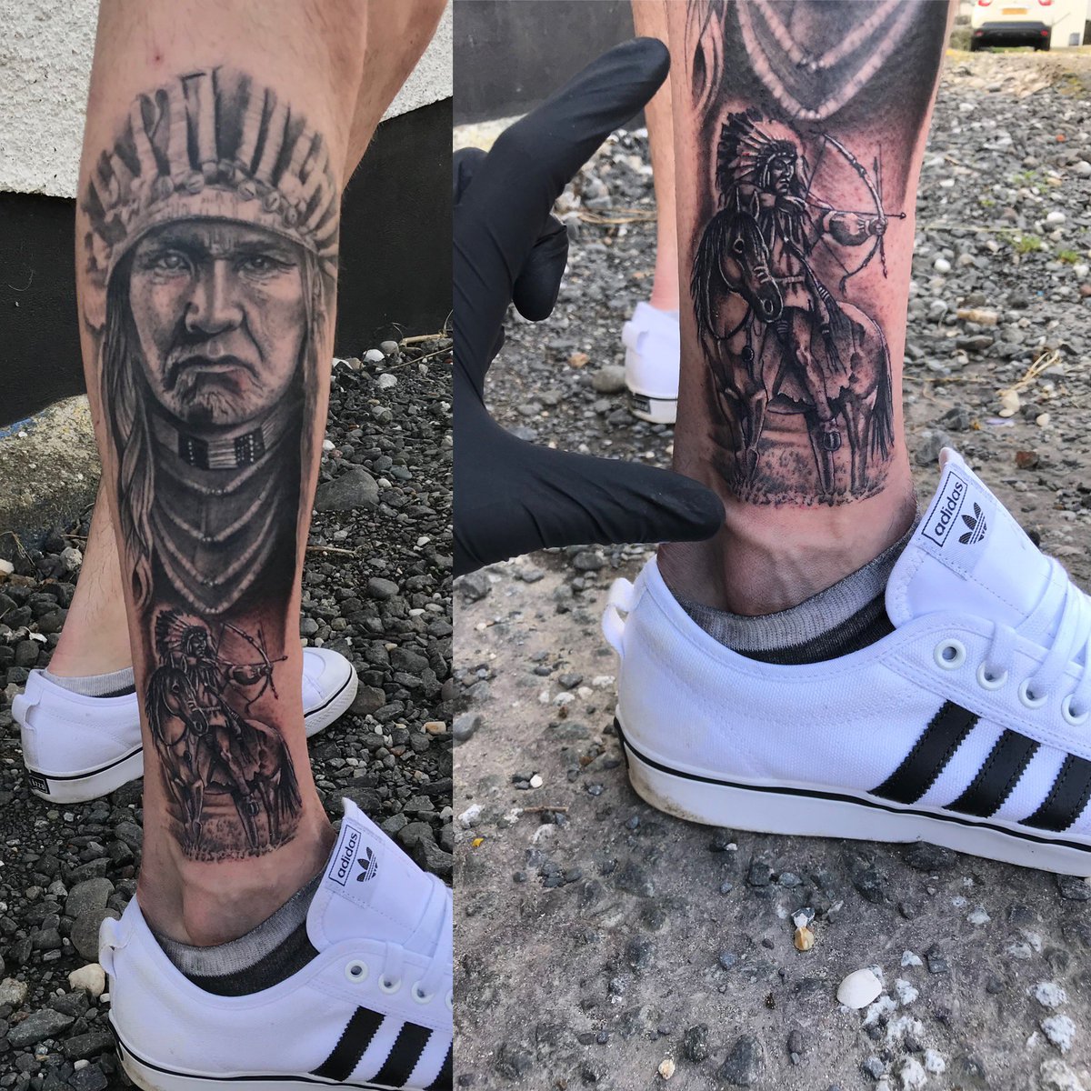 Carloz Tattoos Carl Heggarty on Twitter Today added a small Indian on  horseback to this healed Indian chief I done about a month ago all done  with a 3Liner Like Retweet Comment