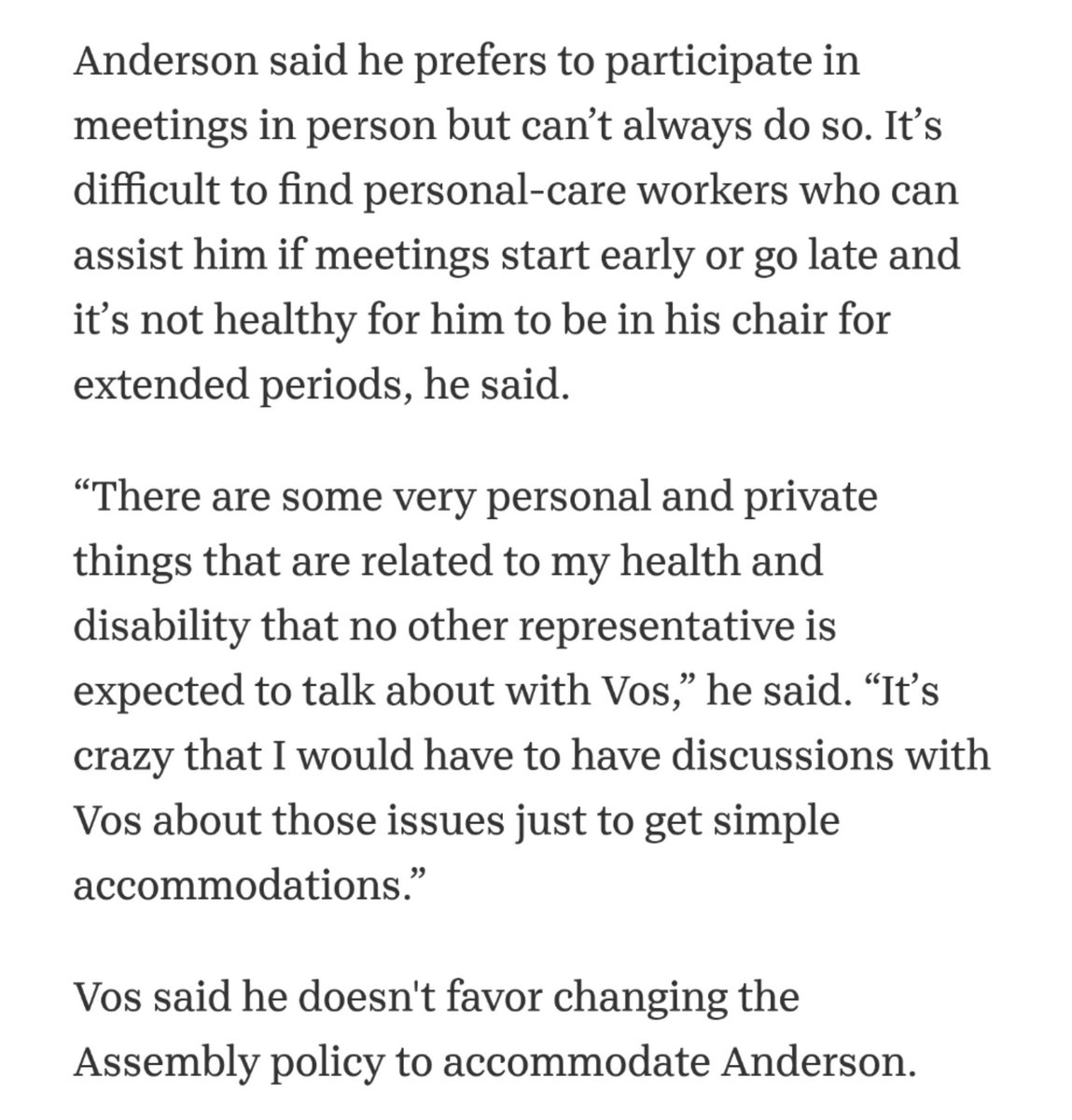 The thing to understand about Robin Vos is that he's a bad person  https://www.jsonline.com/story/news/politics/2019/07/29/leaders-wont-let-lawmaker-who-uses-wheelchair-phone-into-meetings/1830851001/