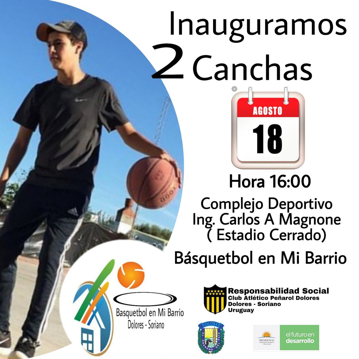 Básquetbol en Mi Barrio inaugura 2 canchas nuevas 🏀🏀 !!!
Complejo Deportivo Ing. Carlos A Magnone ( Estadio Cerrado)

Nuevas canchas para disfrutar y practicar Básquetbol !!!

📆Domingo 18 de Agosto
⌚Hora 16:00
Complejo Deportivo Ing.Carlos A Magnone.

#BasquetbolenMiBarrio