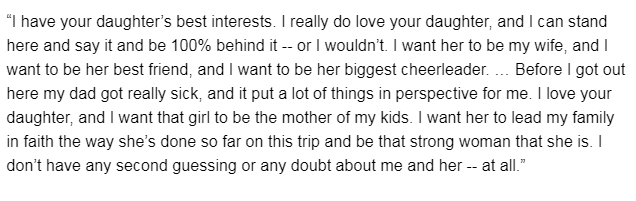 laurenzima's tweet image. For our weekly transcription of Tyler C's incredible speeches, I have combined what he said to Hannah's mom and dad tonight. There are no words....except Tyler C's. @TylerJCameron3  #TheBachelorette