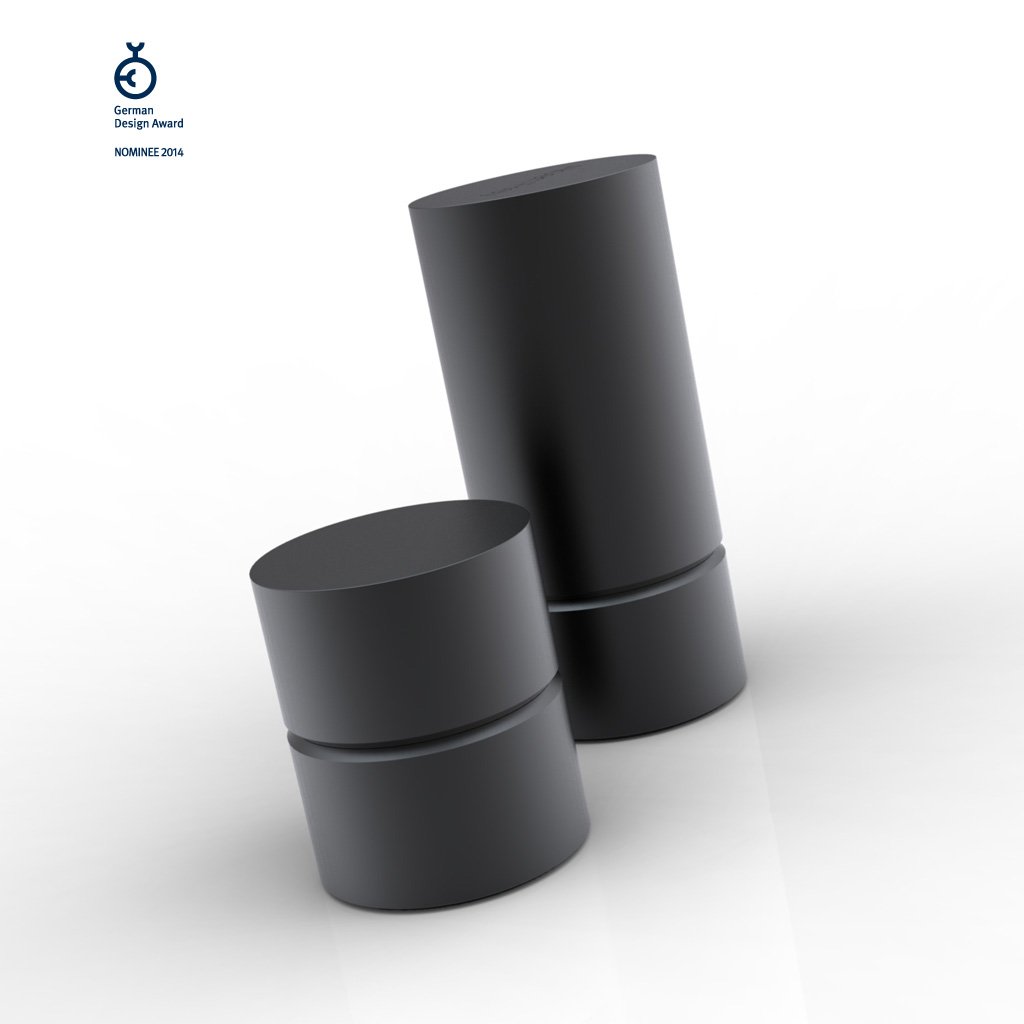 The award-winning Capsule Urn P-3 Keepsakes are available in two sizes. Machined aluminum and anodized in multiple colors including Black shown here. Personalize with optional laser-engraving.  Made-in-the-USA. capsuleproject.com  #design #cremation #CANA2019 #urn #pets