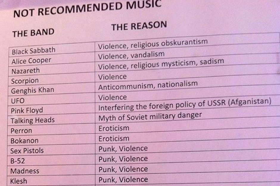 Spin On Twitter The Soviet Union Banned These Bands In 1985 Https T Co Msxiqiiz2r