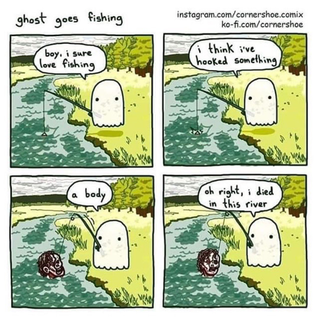 emptyfacesinc's tweet photo. "Oh right, I died in this river." 😱 😳

Art By: @cornershoe.comix https://t.co/S0NGuO6zQT