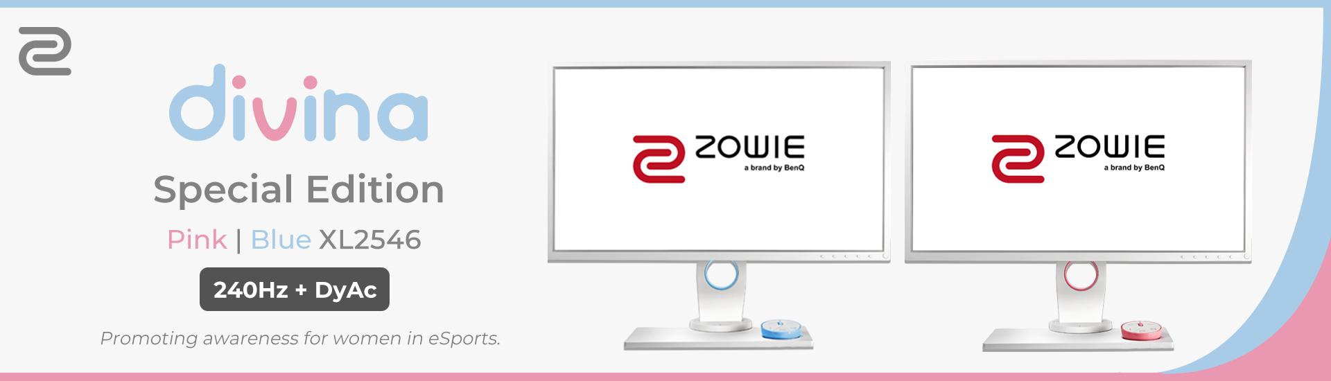 Zowie Benq America In Continuing Our Effort To Promote Awareness Further The Discussion Of Women In Esports The Xl2546 Divina Pink Blue 240hz Refresh Rate With Exclusive Dyac Technology Are