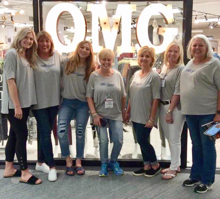 thelinktweets's tweet photo. OMG—happy Monday from some of the wonderful Link ladies and tgbBRANDS team at the recent #atlmkt An incredible summer with #OMG Order NOW for fall delivery! #OMGjeans #CocoCarmen #TheLinkAtl @AmericasMartATL https://t.co/mavZyB47Js