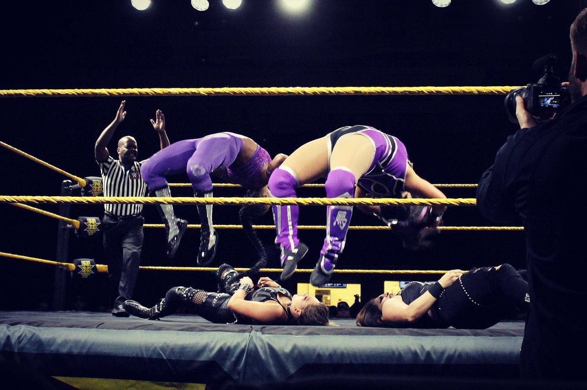 therealestwendy's tweet image. On the bright side, @BiancaBelairWWE and I were undefeated during the #NXTRoadTrip! We had too much fun 🤣 Thanks B ❤️