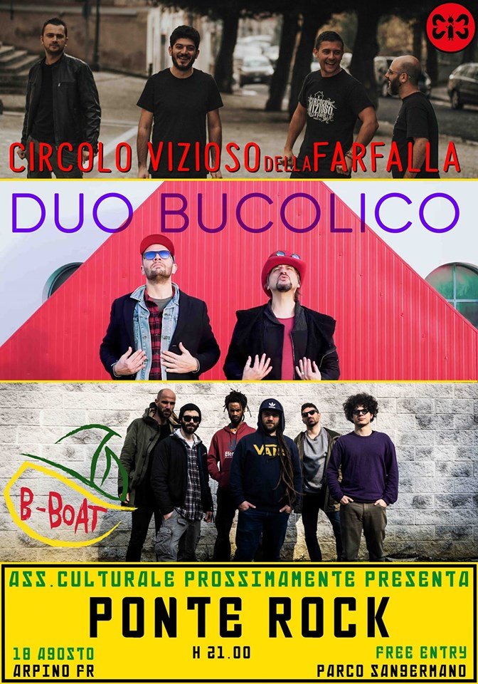 PonteRock's tweet photo. #ponterock19 18/08 #Arpino (FR) con duo bucolico, circolo vizioso della farfalla, b-boat https://t.co/ijshaN6AcA