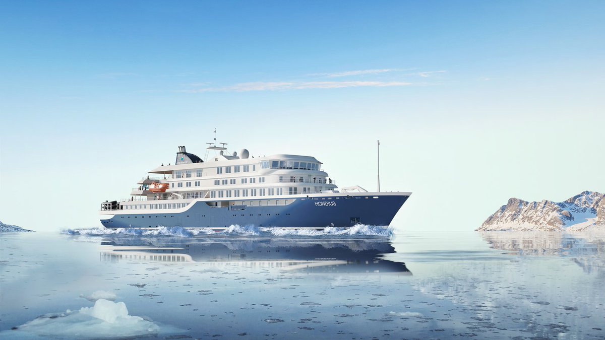 eWaterwaysNews's tweet photo. Introducing the NEW ship, #Hondius, the strongest ice-strengthened vessel in the polar regions for advanced, innovative exploratory #voyages in the #Arctic and #Antarctic. Contemporary public areas, cozy lodgings and surprising cuisine in Earth's wildest regions #travelnews https://t.co/VSdEhEUXBu