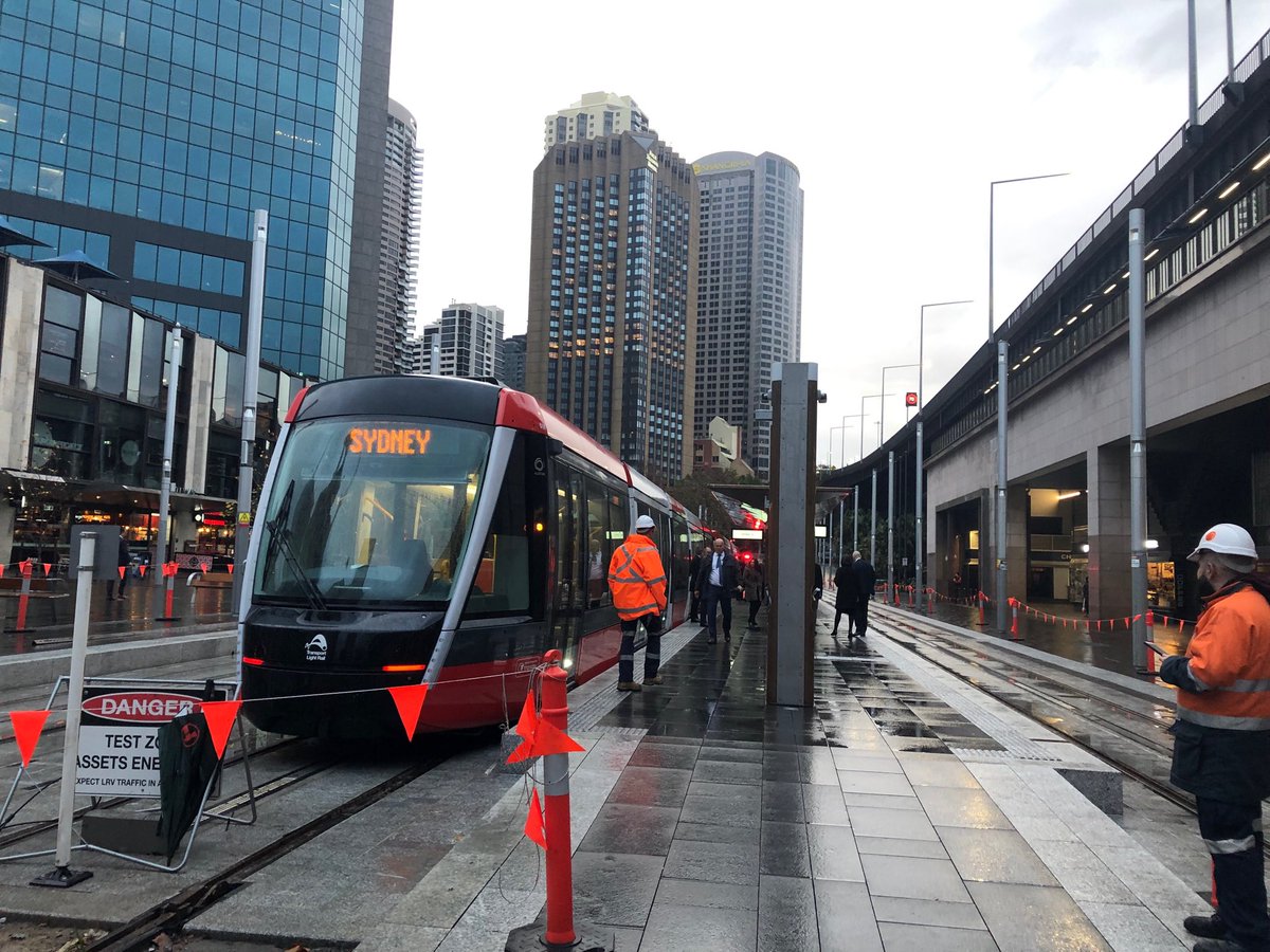 The first of Sydney’s 67-metre trams arrived at the end of the line this morning - Circular Quay.