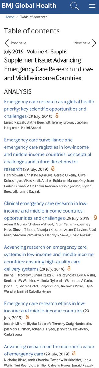 HOT OFF THE PRESS (BMJ Global Health): Supplement issue: Advancing Emergency Care Research in Low- and Middle-income Countries. Read here: gh.bmj.com/content/4/Supp… @globalfoamed @GEMAsocial @IEM_Fellowships @ACEP_IEM @WHO @afemafrica @jrazzak @Fogarty_NIH