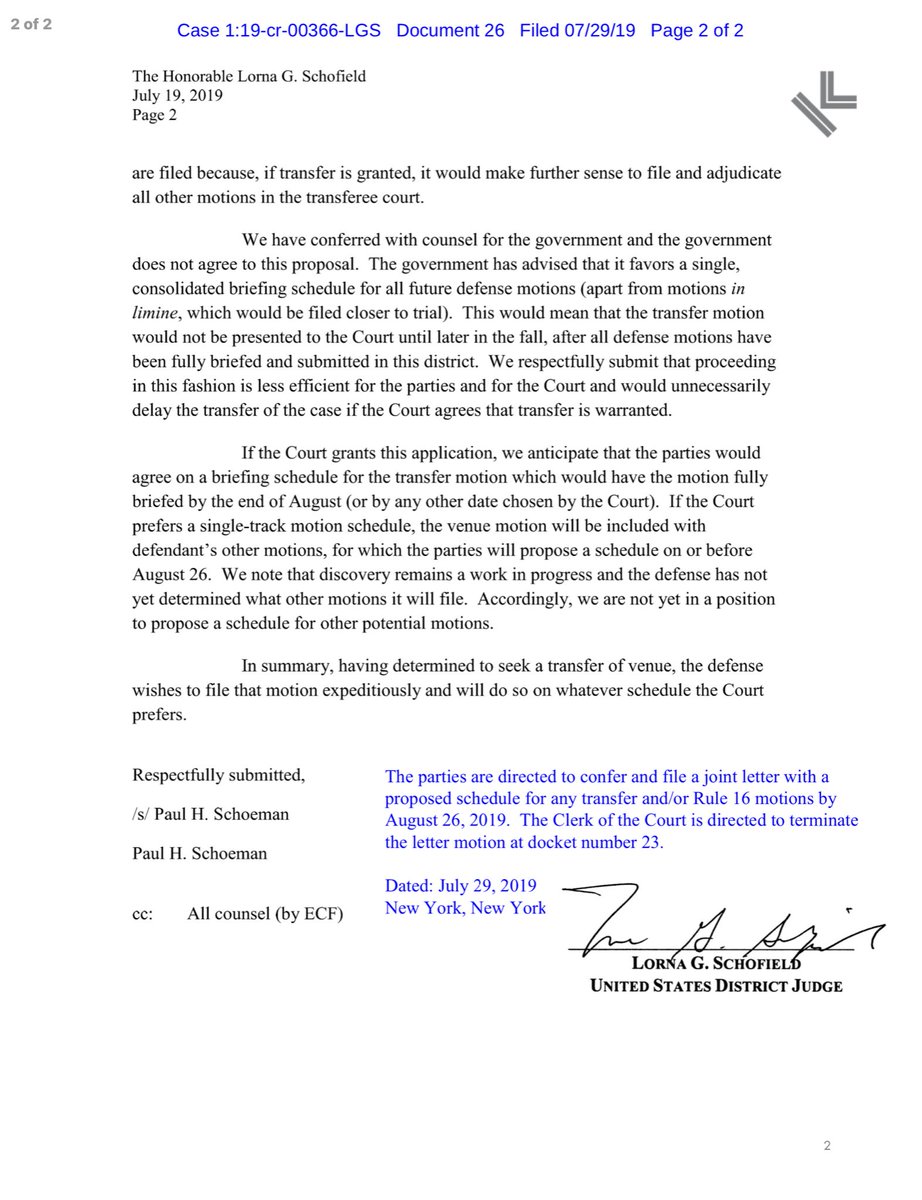 Well this is sort of interesting Calk wants to move venue.Judge orders parties to meet & confer & then submit a joint letter to include a proposed schedule.ps make sure you redact the attorney’s DID & email  https://drive.google.com/file/d/1Av54nhkbzCG71zAhIpeWrWItsAVKrAPh/view?usp=drivesdk