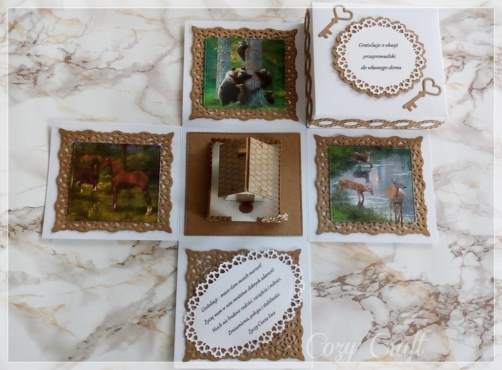 CozyCraft_pl's tweet image. Leśny domek - exploding box, który zrobiłam dla kuzynki z okazji przeprowadzki do własnego domu.
#explodingbox #rękodzieło #handmade #cozycraft #pudełko #tekturki #laserowelove