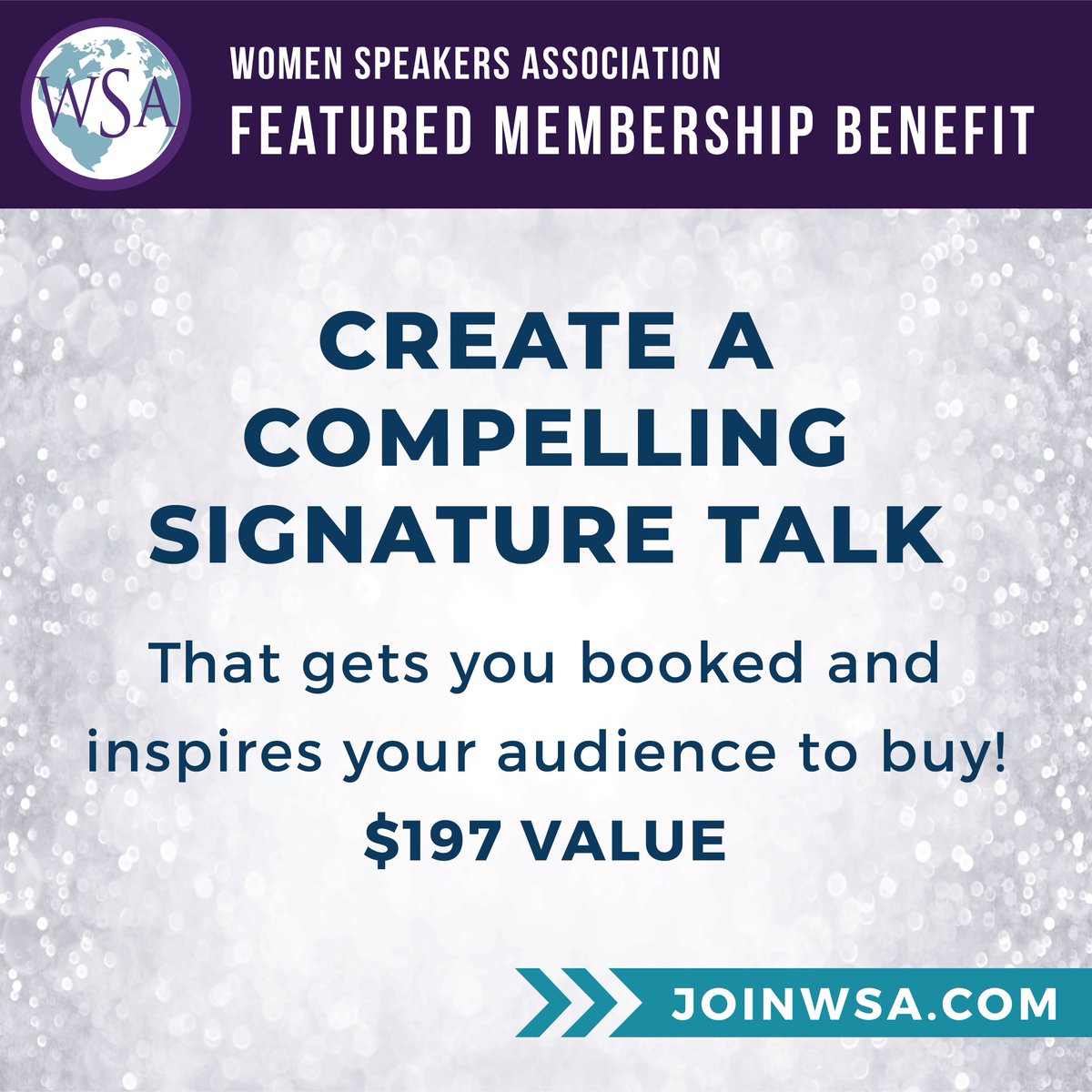 WomenSpeakAssoc's tweet photo. Member Benefit: A Compelling Signature Talk program from @melcoach. https://t.co/ltlP5uJg2X #signaturetalk #speaking https://t.co/UbG9qEz3px