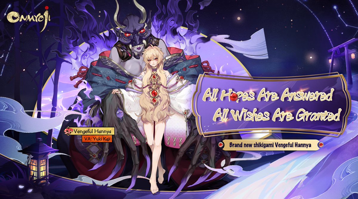 Pixilosa's tweet photo. All wishes are granted! Brand new SP Vengeful Hannya arrives in Heian-Kyo! SP/SSR summoning chance increases. Come and form pacts with shikigami! https://t.co/GlHvNYQLwZ