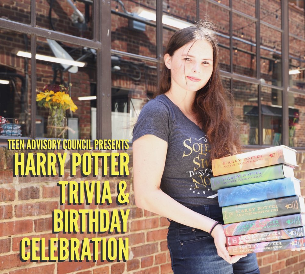 BookmarksNC's tweet photo. Harry Potter’s birthday is July 31 and our Teen Advisory Council is hosting a Trivia Night &amp; Birthday Celebration on Wednesday at 7 pm! Come celebrate one of modern literature’s most beloved characters at your local bookstore! | #HarryPotter @bookmarksya @AALBooks @Scholastic https://t.co/2XIRiIJKEQ