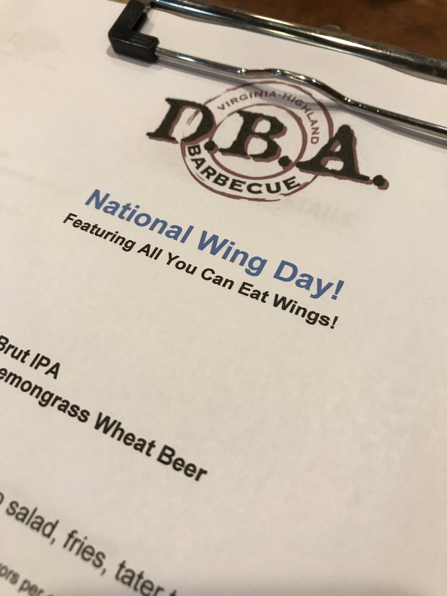 DBAbarbecue's tweet photo. What?! All you can eat wings tonight. Because it’s their big day. #NationalWingDay #NationalChickenWingDay #smokedwings #bbq #atlbbq #BBQ #dbabbq #allyoucaneat #DealOfTheDay https://t.co/dzo4XVhf1U