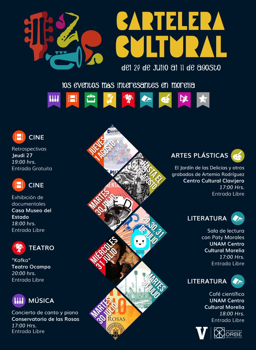 vozmichoacan's tweet image. 🎭 | Tanto Morelia como el Estado de Michoacán son el hogar de muchos creadores y artistas, por lo cuál puedes encontrar cada semana actividades culturales, de entretenimiento, exposiciones, conciertos y más.

Aquí te los compartimos: bit.ly/2GB7s0K