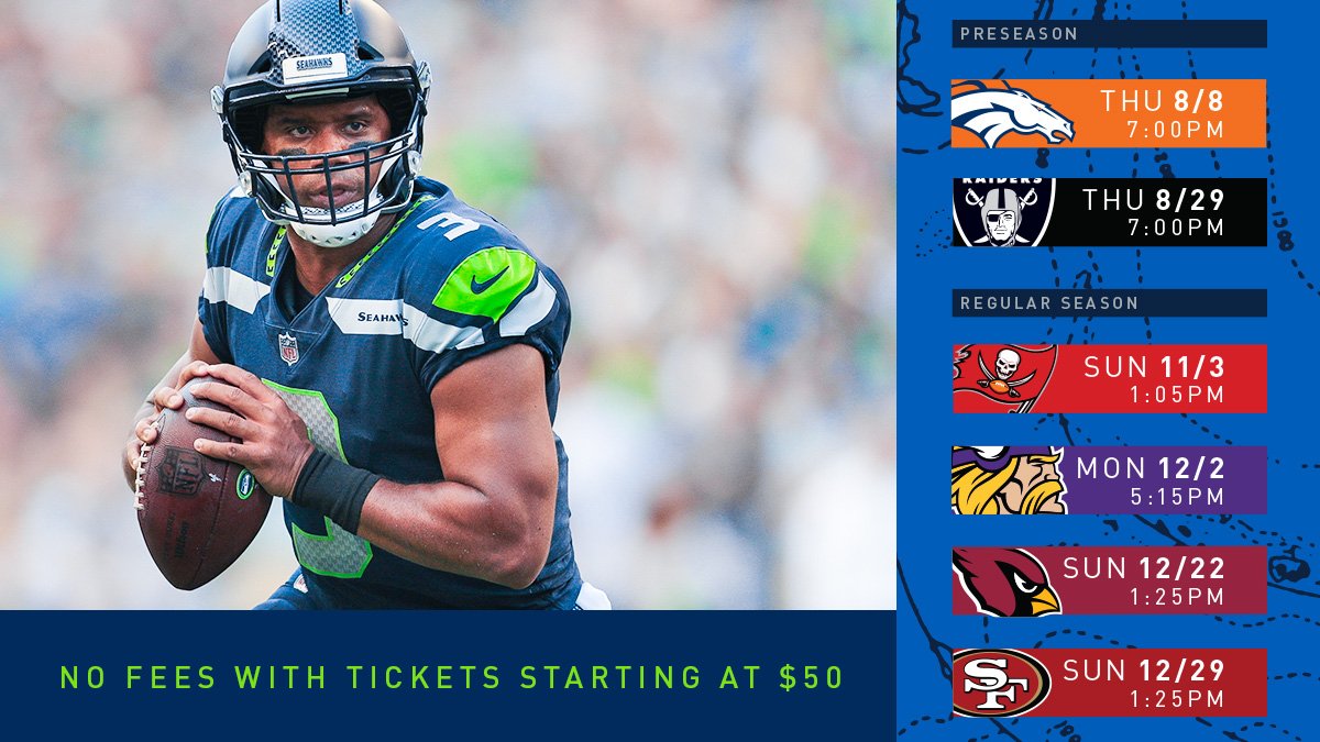 Seattle Seahawks on X: It's back, but only for a limited time! Get tickets  for select 2019 games with no fees, and all in prices starting at $50. 