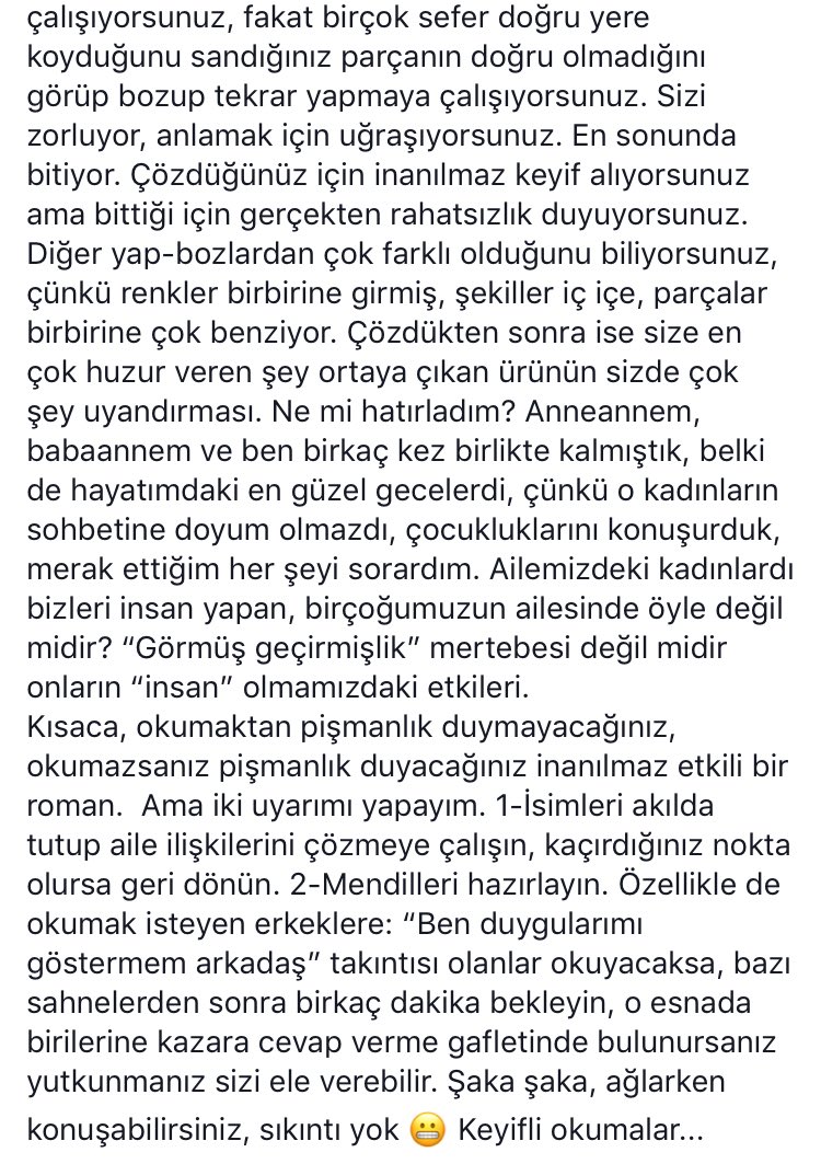 İnanılmaz güzel bir roman, siz de mutlaka okuyun.