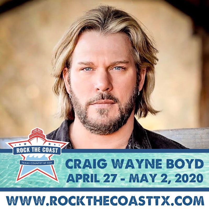 RockTheCoastTX's tweet photo. Today’s featured act is Rock The Coast’s Special Guest Performer; Mesquite TX Native Craig Wayne Boyd. He’s the Winner of Season 7 of NBC’s The Voice &amp; his hit single “My Baby’s Got A Smile On Her Face” debuted at #1 on Billboard Hot Country. @CWBYall https://t.co/5kPmsCH8dU https://t.co/o7S13X0TWP