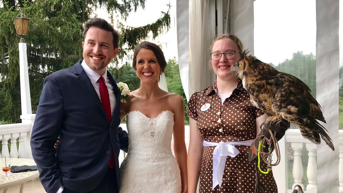 New Twitter name for my new last name! @MisterBQbirds and I got married on July 4 and I officially became Mrs. Quindlen! Athena the great horned owl was there to celebrate with us!