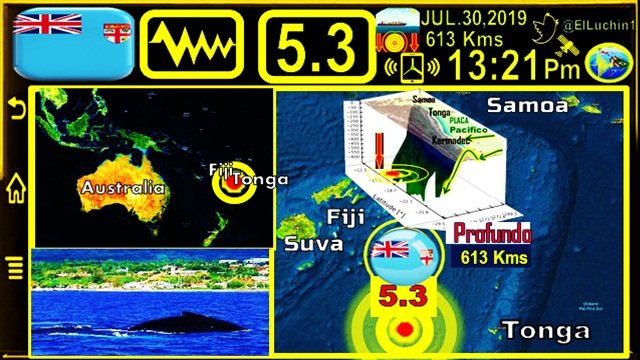 elluchin1's tweet photo. 🇫🇯➡#Temblor 5.3⚡🔶#Suva a 430 Kms  al SurEste
⏱13:21 Pm H/🇫🇯 Tarde Polinesia 30 de Julio

Profundo🔰613 Kms

#Ndoi Island
#Fiji🇫🇯#Fiyi  
#Earthquake #Sismo 
#30July https://t.co/Os3kdmQQKJ