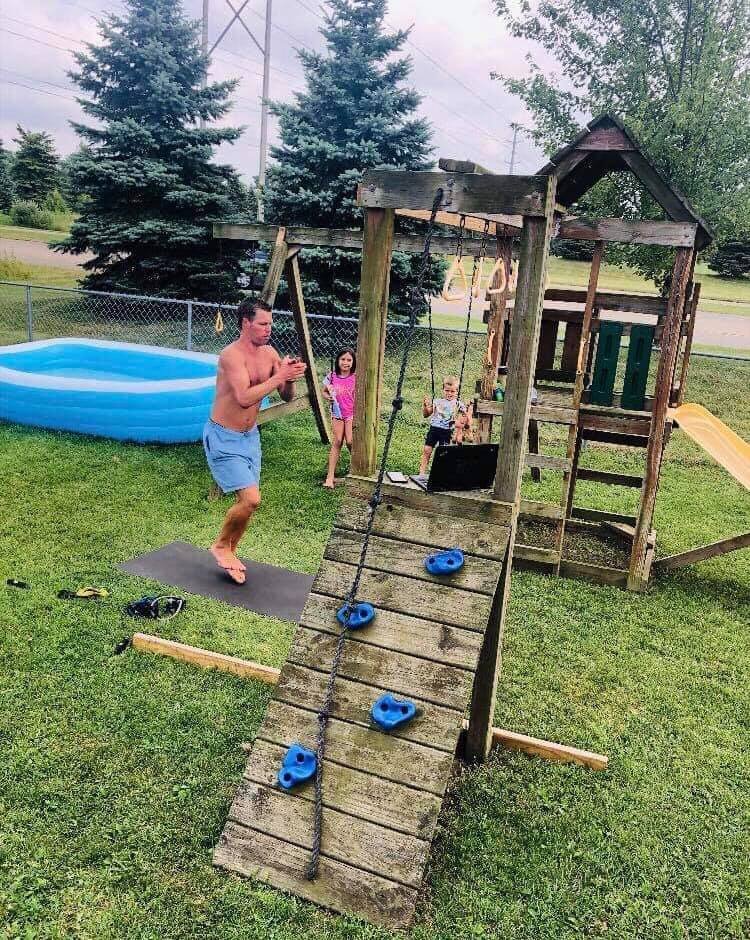 Enjoying this weather and getting my workout in outside while my kids play!