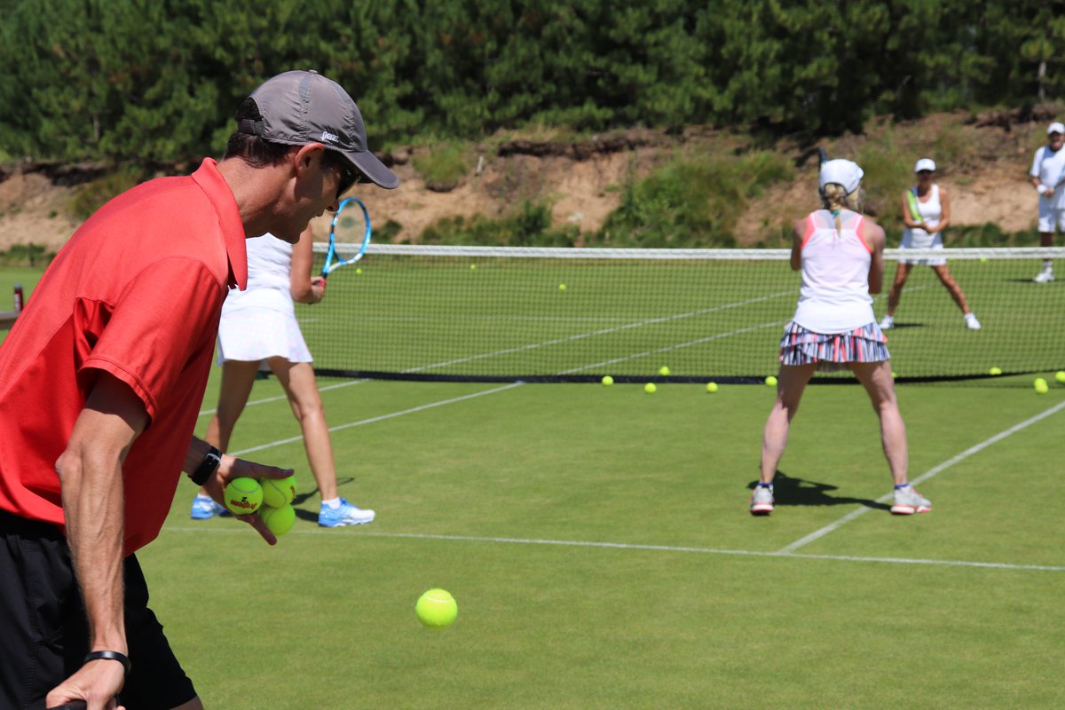 cdrysdaletennis's tweet photo. Day 2 of our @Sand_Valley tennis camp was packed full of grass court action with over 5 hours of on court activity followed by a pro exhibition. Final day tomorrow! #UltimateTennisExperience https://t.co/PSudHlxV8s